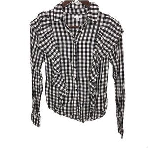 Francesca's NWT Gingham Black & White Button Down Shirt